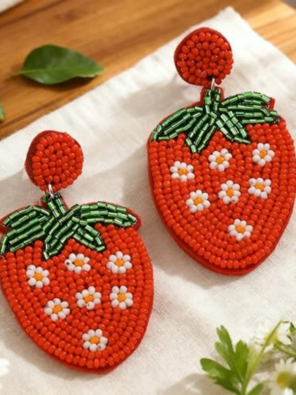 Beaded Fruit Earrings for Women, Handmade Beads Strawberry Lemon‎ Fruits Dangle